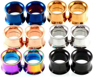 Tunnel Gauges, 12PCS Stainless Steel Ear Plugs Tunnels Multicolor Hoop Ear Gauges 00G Piercing Jewelry Set