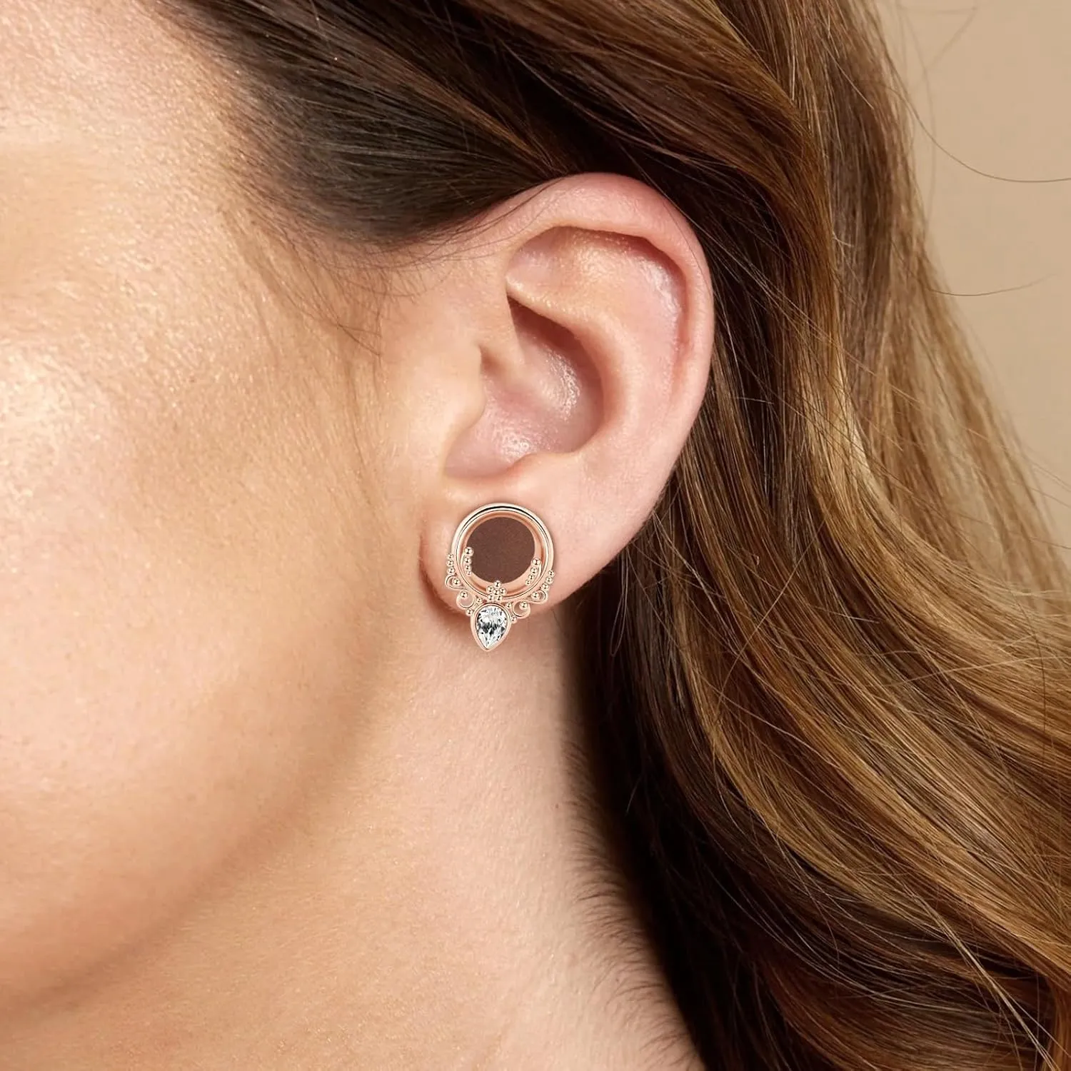Tunnels Gauges, 2PCS Stainless Steel Tunnel Set Deer with Teardrop Cubic Zirconia Ear Gauges 00G Ear Piercing Jewelry