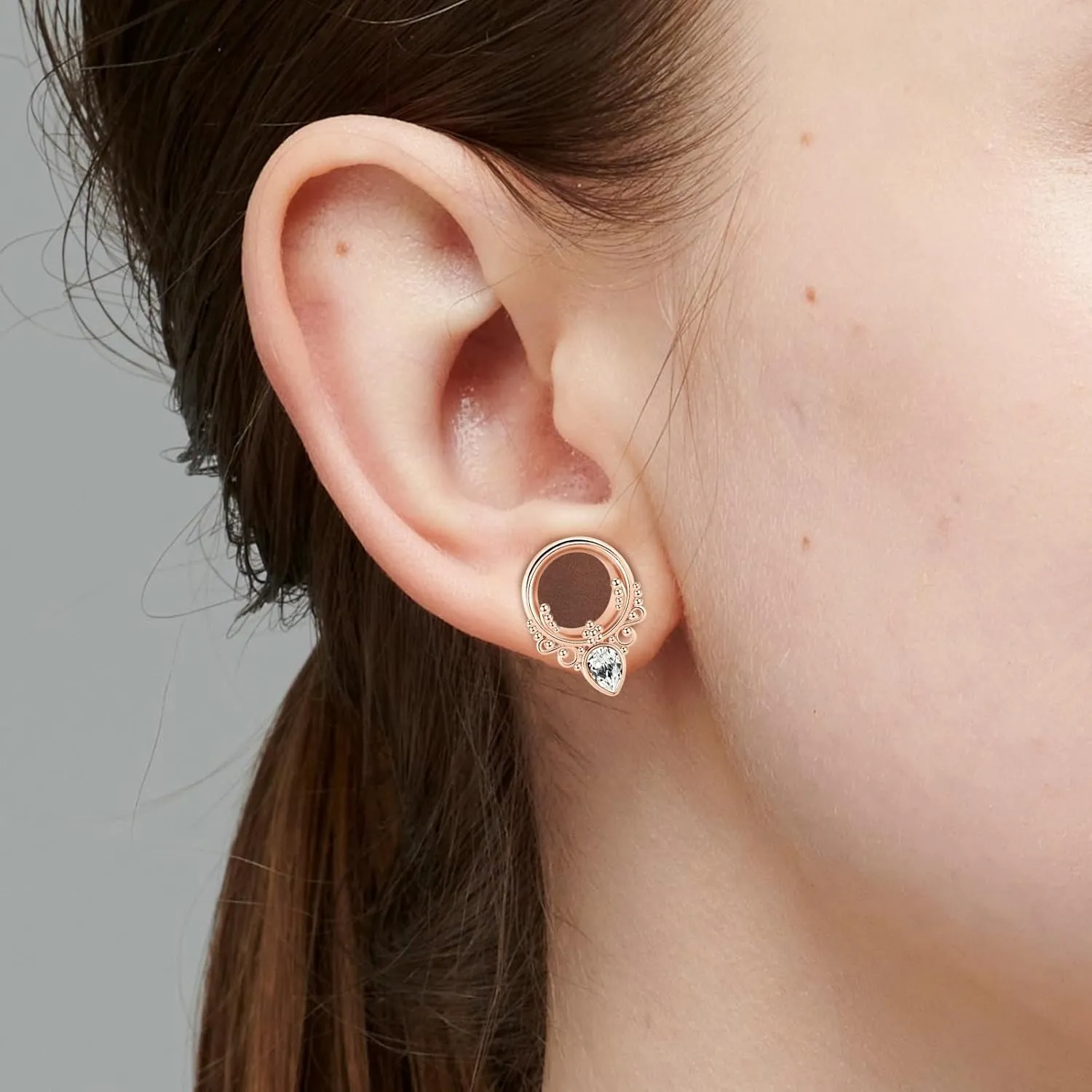 Tunnels Gauges, 2PCS Stainless Steel Tunnel Set Deer with Teardrop Cubic Zirconia Ear Gauges 00G Ear Piercing Jewelry