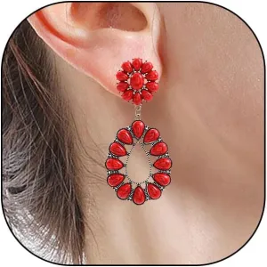 Turquoise Teardrop Flower Statement Earrings for Women,Boho Floral Waterdrop Shape Turquoise Earrings Party Prom Western Trendy Jewelry Gifts