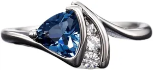 Twisted arm fat triangle meran zircon ring female romantic proposal light luxury ring (Blue,9)