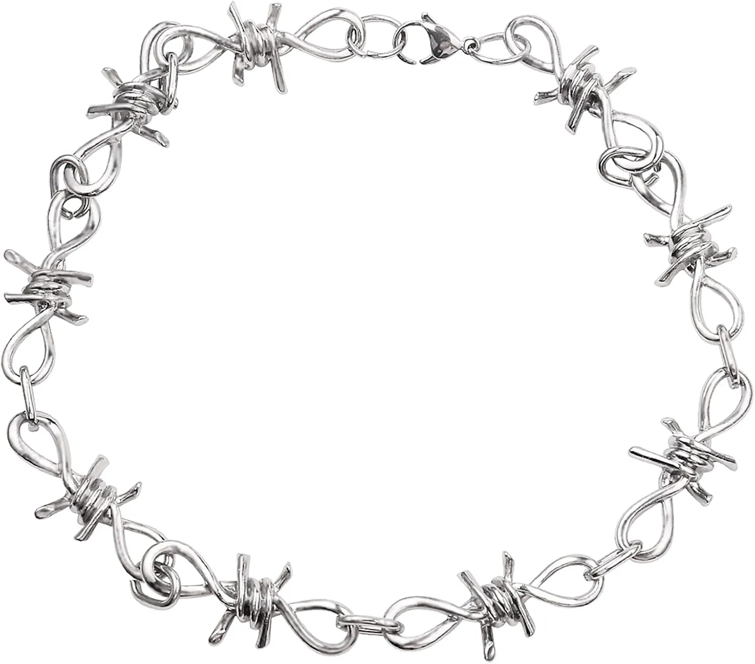 Unisex Gothic Barbed Wire Necklace - 20inches Hip Hop Barbed Wire Thorns Choker Necklace Chain, Punk Jewelry Gift for Men Women