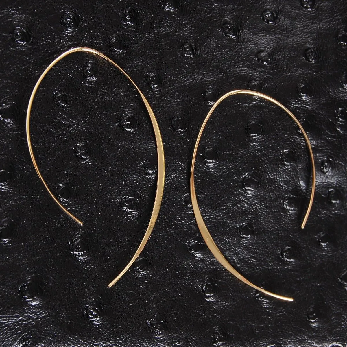Upside Down Hoop Earrings - Hypoallergenic Lightweight Wire Needle Drop Dangle Threader Hoops for Women, Safe for Sensitive Ears - Plated in 925 Sterling Silver or 18k Gold