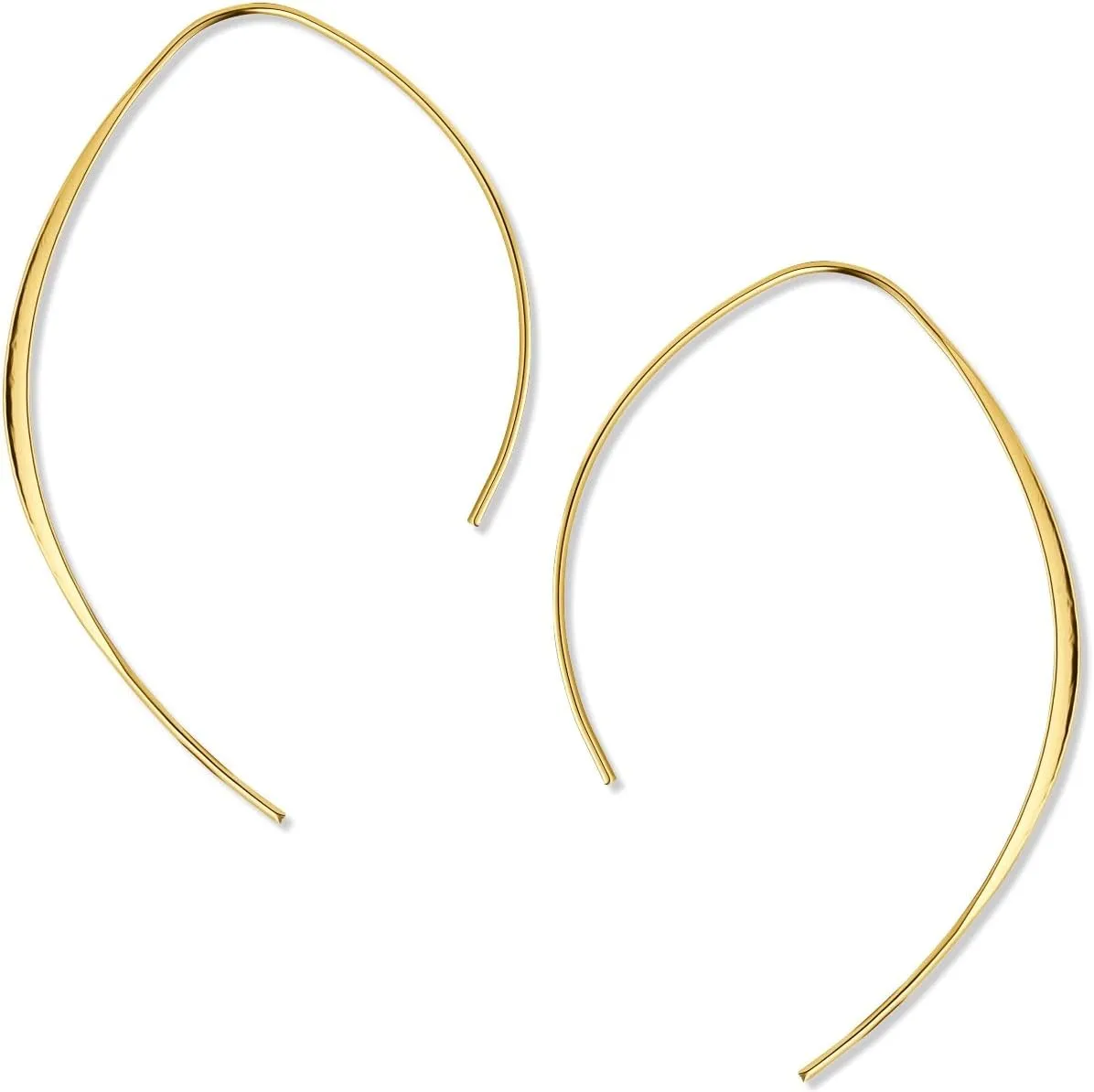 Upside Down Hoop Earrings - Hypoallergenic Lightweight Wire Needle Drop Dangle Threader Hoops for Women, Safe for Sensitive Ears - Plated in 925 Sterling Silver or 18k Gold