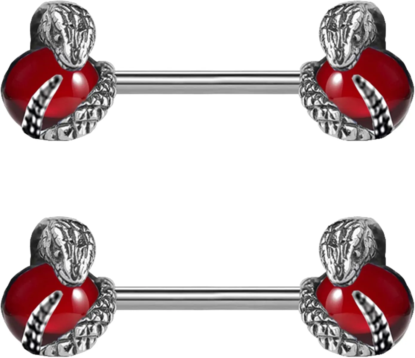 VERAMI 14G Stainless Steel Snake Nipple Rings Snake Nipple Barbell Apple Nipple Rings Body Piercing for Women Men