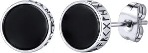 Viking Runes Hoop/Clip-on/Stud Earrings for Men Women Stainless Steel Hypoallergenic Earrings Amulet Protection Jewelry Gifts(with Box)