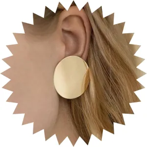 Vintage Coin Disc Stud Earrings Large Circle Earrings Round Coin Earrings Gold Minimal Disc Earrings Jewelry for Women