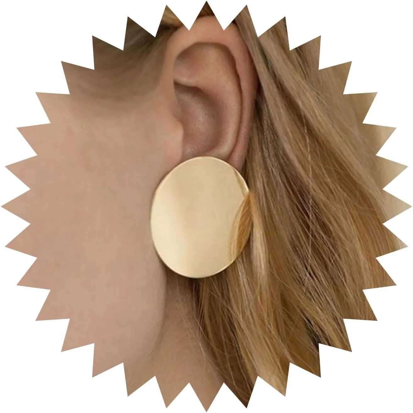Vintage Coin Disc Stud Earrings Large Circle Earrings Round Coin Earrings Gold Minimal Disc Earrings Jewelry for Women