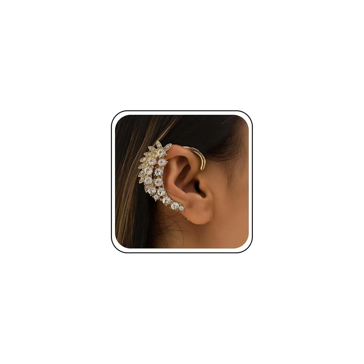 Vintage Crystal Climber Crawler Earrings Cluster Cz Ear Wrap Earrings Gold Rhinestone Ear Wrap Earrings Crystal Leaf Ear Climber Earrings Jewelry for Women