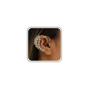 Vintage Crystal Climber Crawler Earrings Cluster Cz Ear Wrap Earrings Gold Rhinestone Ear Wrap Earrings Crystal Leaf Ear Climber Earrings Jewelry for Women