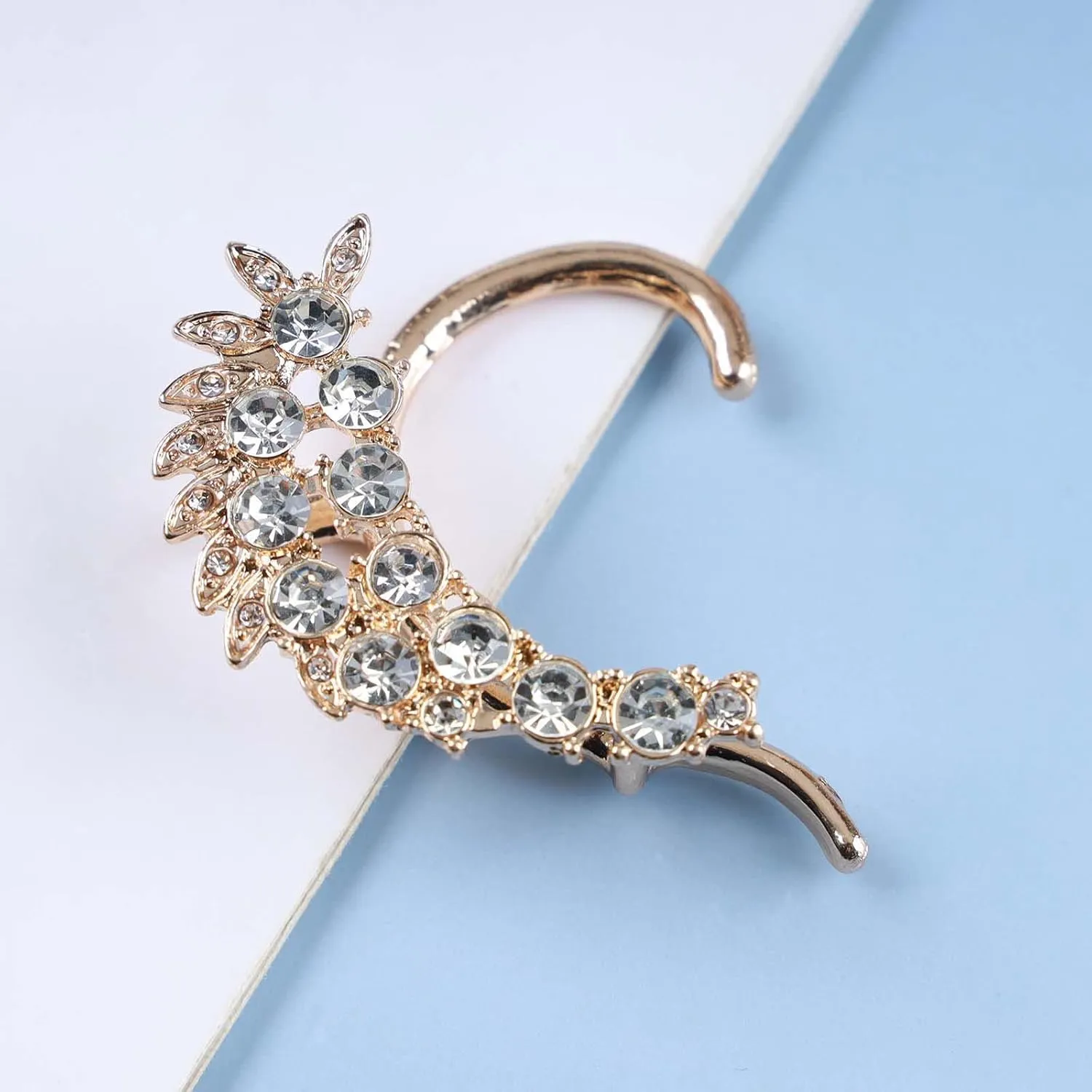 Vintage Crystal Climber Crawler Earrings Cluster Cz Ear Wrap Earrings Gold Rhinestone Ear Wrap Earrings Crystal Leaf Ear Climber Earrings Jewelry for Women