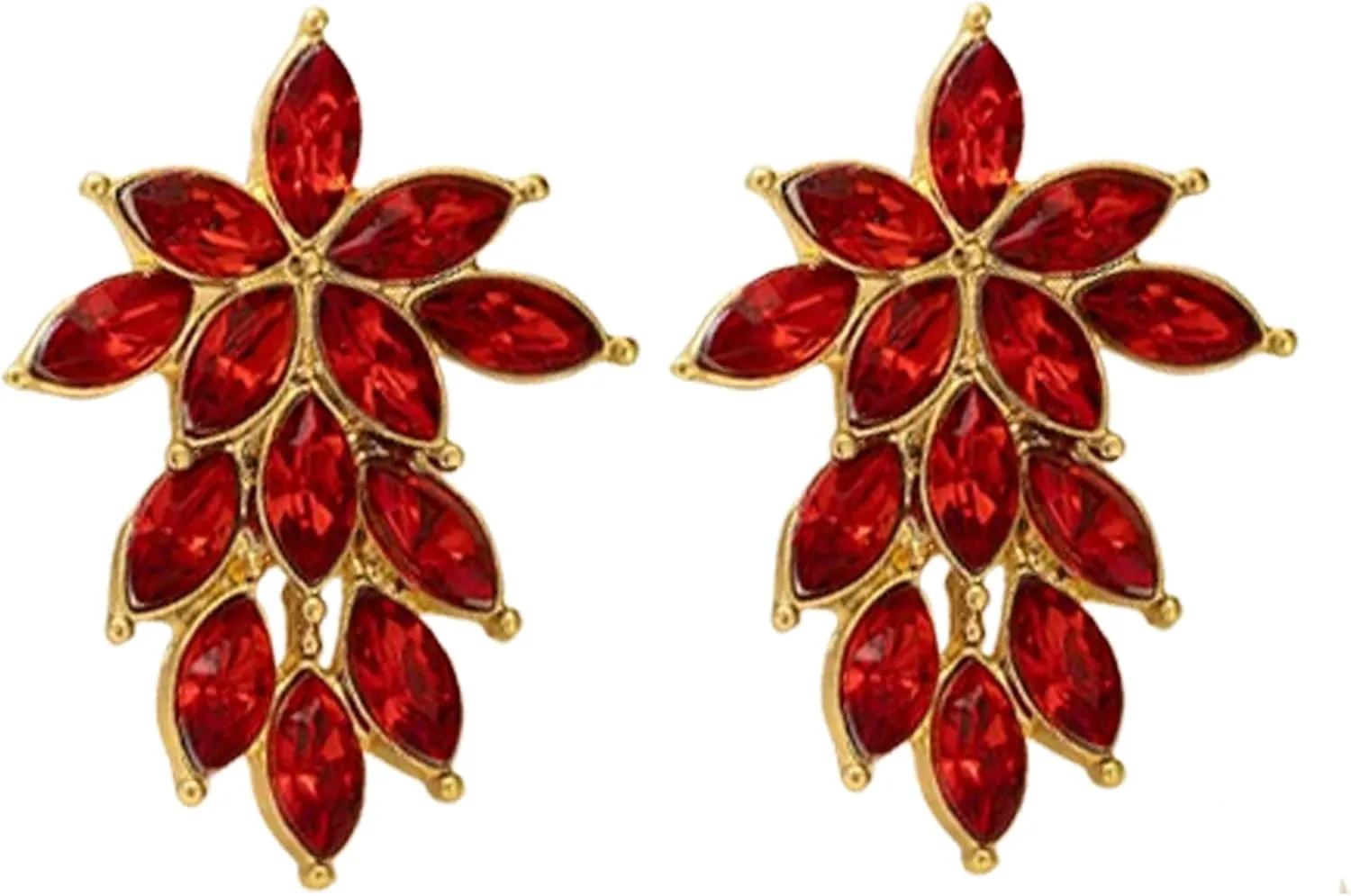 Vintage Glitter Rhinestone Earrings,Colourful Crystal Statement Earrings Fashion Boho Flower Leaf-shaped Stud Wedding Prom Jewerly 2025