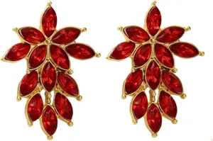 Vintage Glitter Rhinestone Earrings,Colourful Crystal Statement Earrings Fashion Boho Flower Leaf-shaped Stud Wedding Prom Jewerly 2025