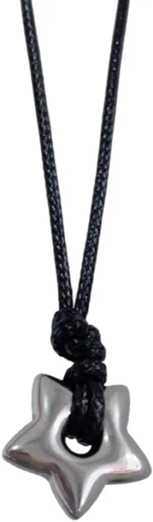Vintage Hollow Star Pendant Necklace for Women Men Fashion Wax Rope Collarbone Chain Aesthetic Jewelry Accessories