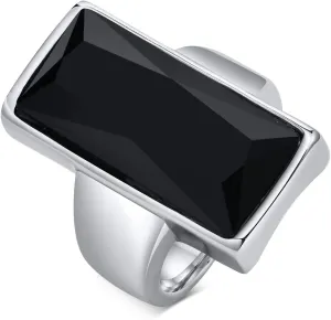 VNOX Vintage Fashion Stainless Steel Gold Plated Rectangular Black Glass Crystal Cocktail Statement Onyx Ring for Women