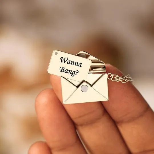 Wanna Bang? Hidden Message Letter Necklace, Personalized Love Letter Necklace with Luxury Gift Box, Custom Name Locket Necklace for Women Valentine's Day, Birthday