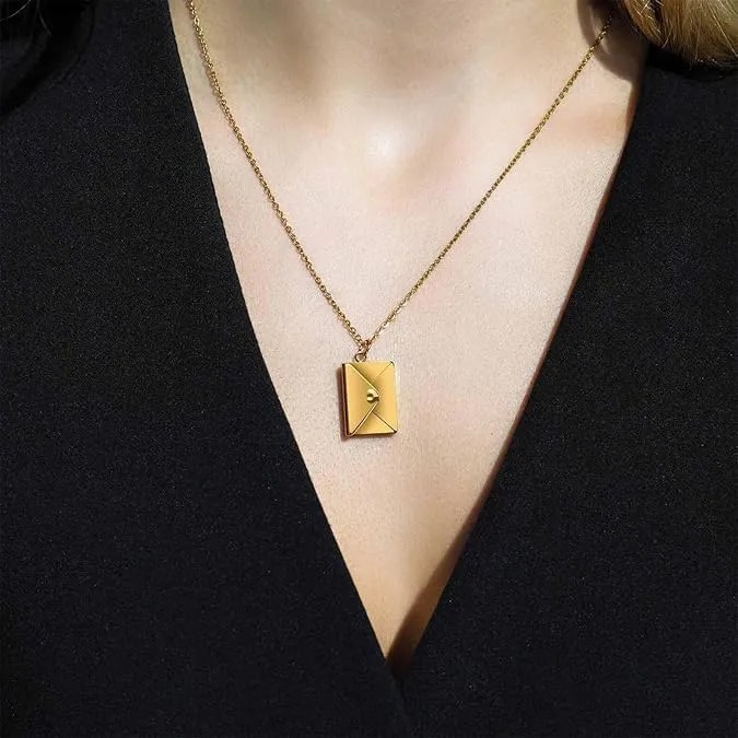 Wanna Bang? Hidden Message Letter Necklace, Personalized Love Letter Necklace with Luxury Gift Box, Custom Name Locket Necklace for Women Valentine's Day, Birthday