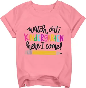 Watch Out Kindergarten Here I Come Shirt Kindergarten Shirts for Girls Kids Back to School T Shirt Children School Tee