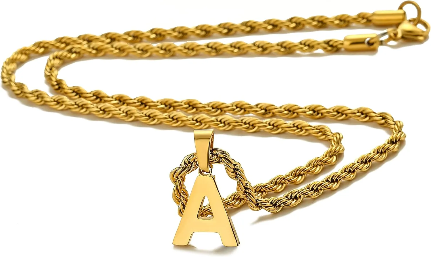 WEDDINEN Layered Initial Letter Pendant Necklace for Men Figaro Twist Rope Chain Necklace Jewelry Graduation Birthday Gift for Men Boys