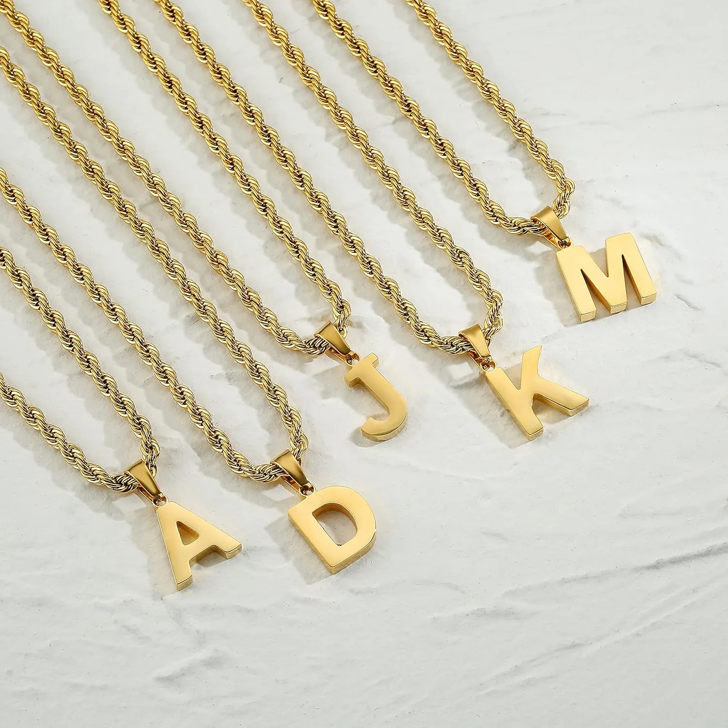 WEDDINEN Layered Initial Letter Pendant Necklace for Men Figaro Twist Rope Chain Necklace Jewelry Graduation Birthday Gift for Men Boys