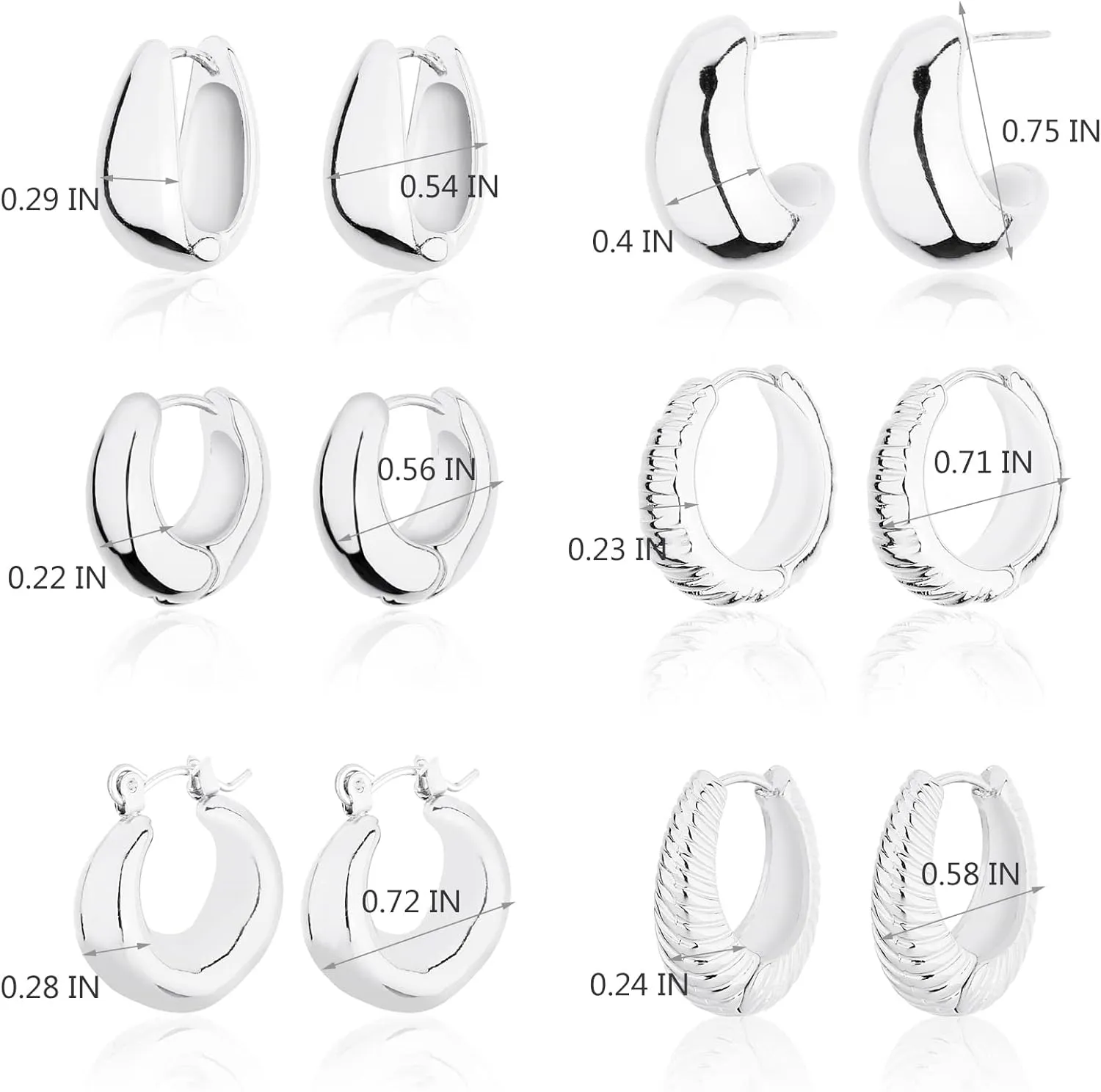 Wgoud Chunky Hoop Earrings Set 14K Gold Hoop Earrings for Women Hypoallergenic, Thick Hoops Earring set, Twist Huggie Hoop Earring