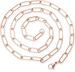 Women's Adjustable Paperclip Chain Link Necklace - 3mm to 7mm Wide