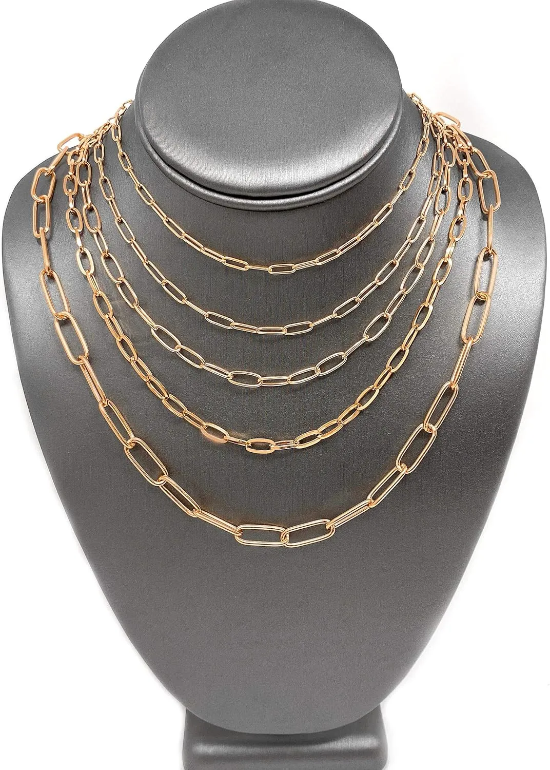 Women's Adjustable Paperclip Chain Link Necklace - 3mm to 7mm Wide