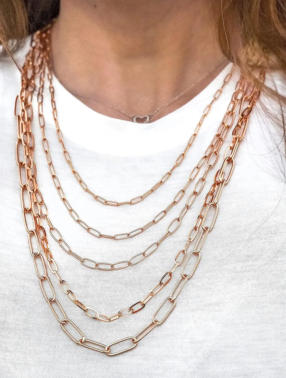 Women's Adjustable Paperclip Chain Link Necklace - 3mm to 7mm Wide