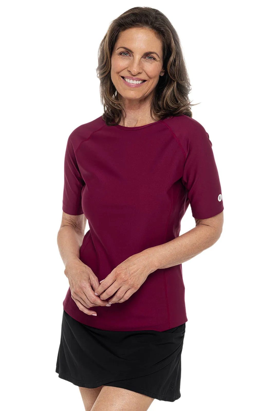Women's Hightide Short Sleeve Swim Shirt  |  Red Crush