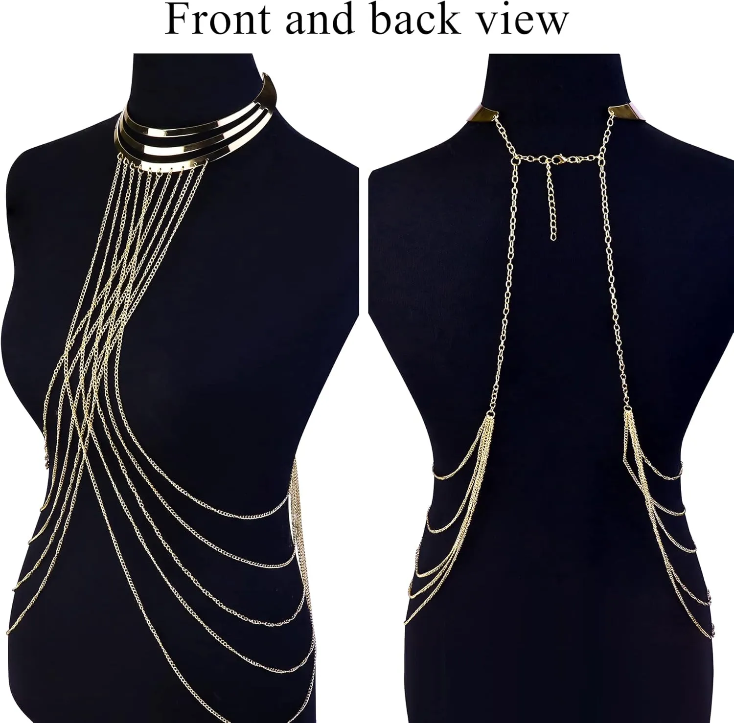 YADOCA Body Chain for Women Sexy Gold Layered Crossover Tassels Bra Chain Minimalist Belly Chain Necklace Summer Beach Bikini Body Jewelry