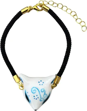 YangYong Ceramic Kitsune Mask Bracelet Hand Painted Charm Fox Pendant Jewelry for Women, Girls & Teens