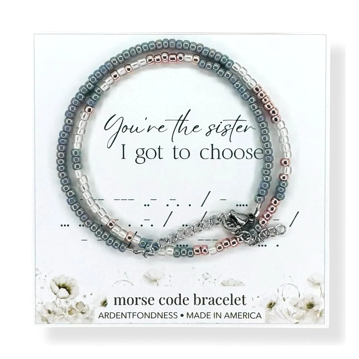 You're The Sister I Got To Choose Morse Code Bracelet for Best Friend, Friendship Jewelry for Women, Adult, Adjustable, Teenage Besties, Long Distance Moving Away Birthday Gift for Her BFF
