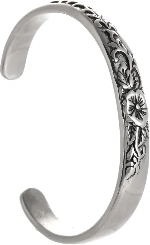 YWMAN Celtic Flower Cuff Bracelet, Vintage Floral Open Cuff Bangle, Stainless Steel Medieval Plants Pattern Bracelet Jewelry Gift for Men Women