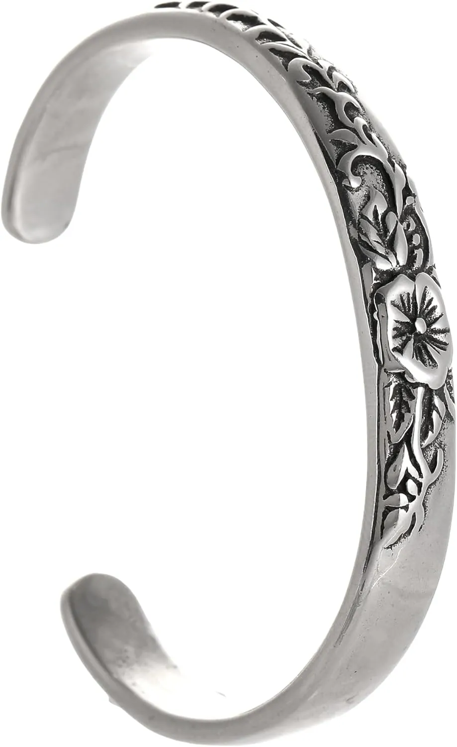 YWMAN Celtic Flower Cuff Bracelet, Vintage Floral Open Cuff Bangle, Stainless Steel Medieval Plants Pattern Bracelet Jewelry Gift for Men Women