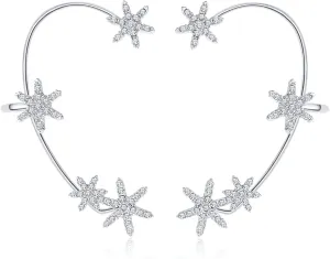 Zircon Earrings for Women Girls Non Piercing Ear Cuff Ear Clips Butterfly Earrings Ear Wrap Around Earrings Snowflake Earrings Moon Star