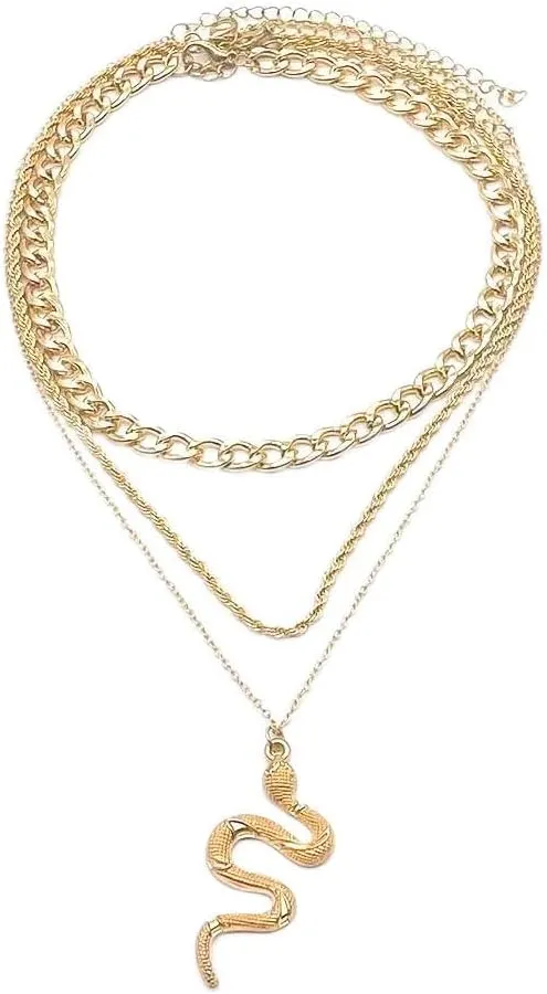 ZMANYIJEW Snake Necklace Multi Layered Punk Vintage Necklace Cuban Gold Snake Necklace for Women Men
